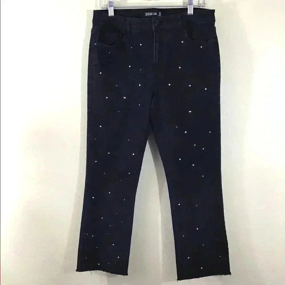 Design Lab Crop Highrise Jeans Rhinestones Size 31